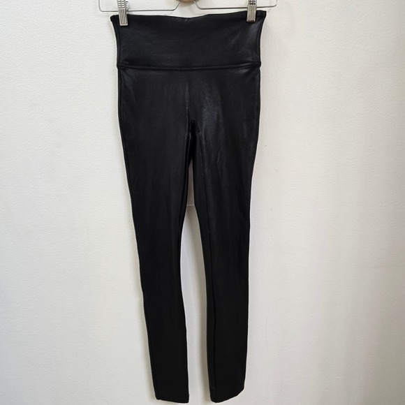 SPANX Pants - Spanx Faux Leather Leggings Black High Waist Shaper Pants S/P Small 20110R